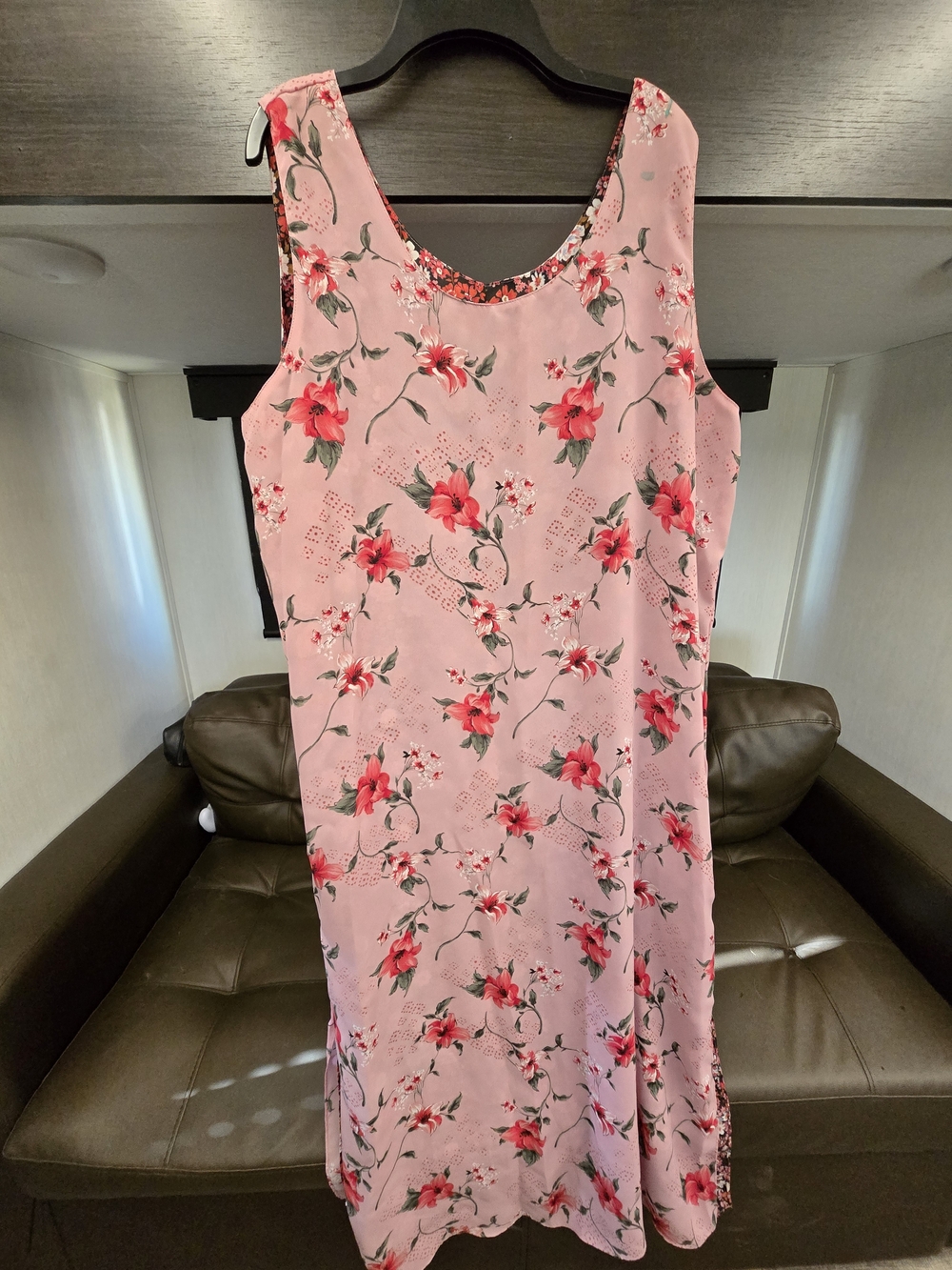 Impressions Pink Floral Scoop-Neck Midi Dress